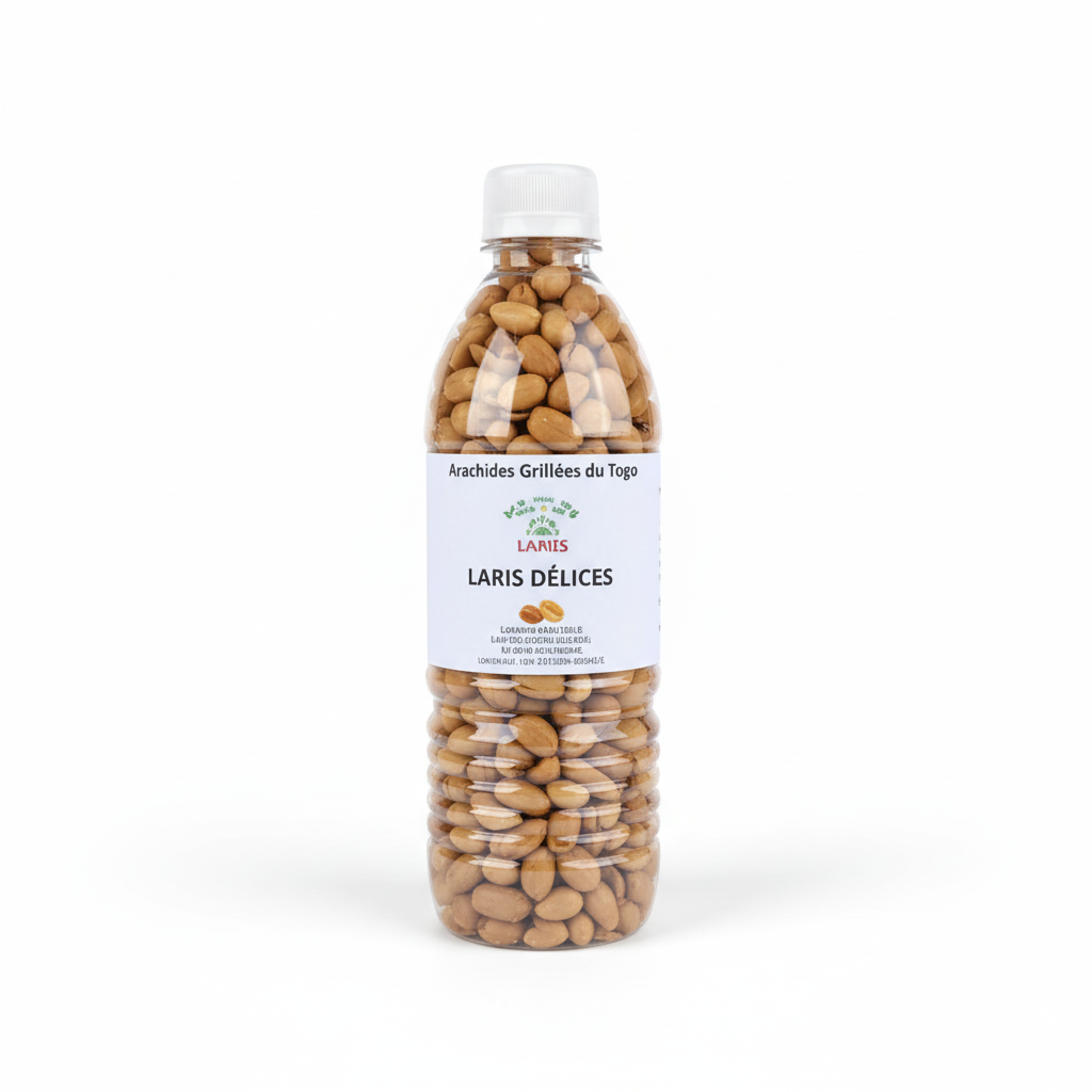 Arachides en bouteille - Photo produit fond blanc